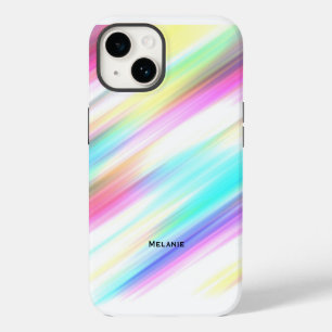 Pastel Rainbow Brush Strokes Personalised iPhone 14 Case