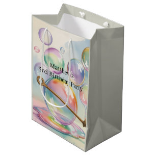 Pastel Rainbow Bubbles Birthday Party Medium Gift Bag