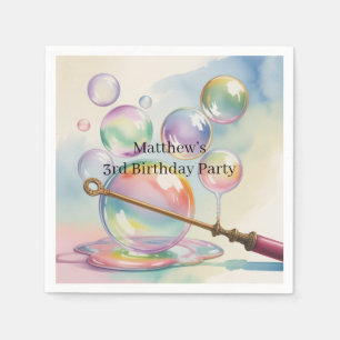 Pastel Rainbow Bubbles Birthday Party Napkin