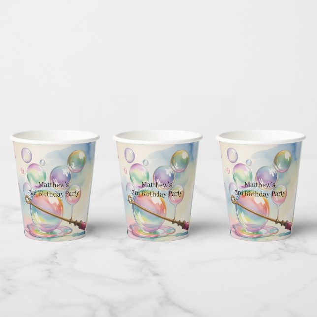 Pastel Rainbow Bubbles Birthday Party Paper Cups (Multi)
