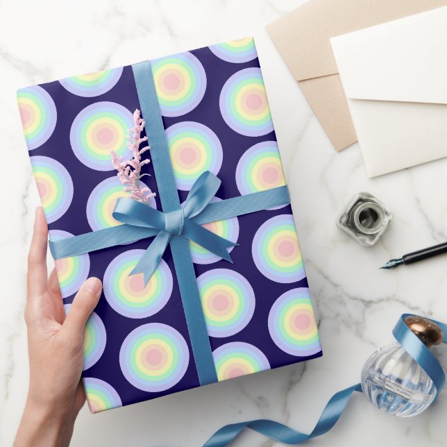 Pastel Rainbow Bullseye Pattern Wrapping Paper (Gifting)