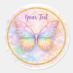 Pastel Rainbow Butterfly Dream Classic Round Sticker