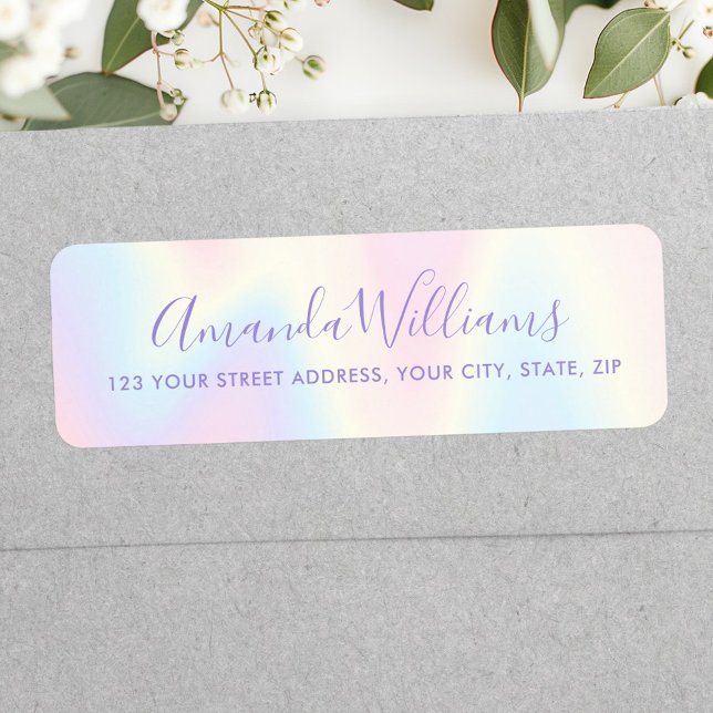 Pastel rainbow calligraphy script return address return address label (Pastel rainbow calligraphy script return address label)