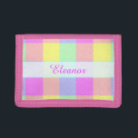 Pastel Rainbow Chequered | Personalised Name Tri-fold Wallet<br><div class="desc">This bright,  colourful design has a lightly textured repeating checked / square pattern in a vivid rainbow of pastel colours. It's a stylish,  vibrant,  pretty plaid chequerboard pattern that looks like springtime. Enjoy it as-is or use it as a background for your text and photos.</div>