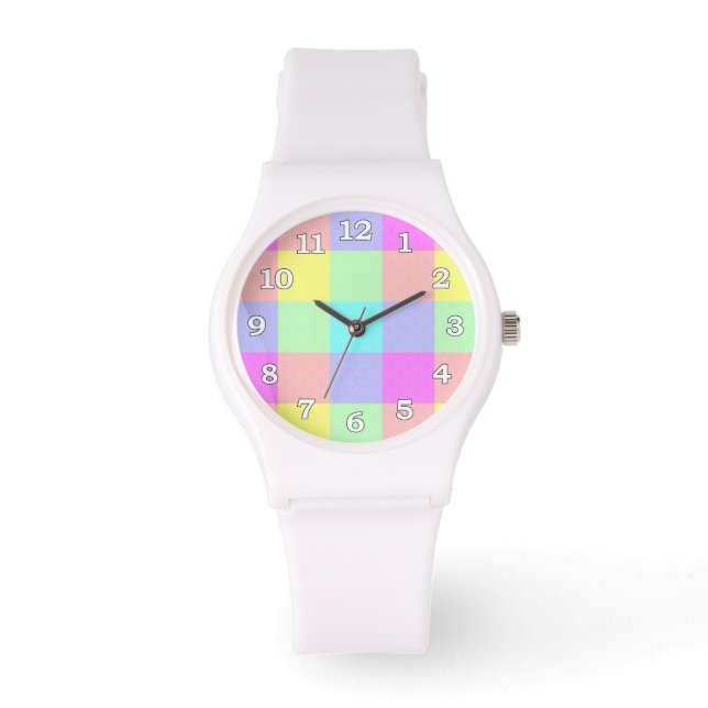 Pastel Rainbow Chequered Watch (Front)