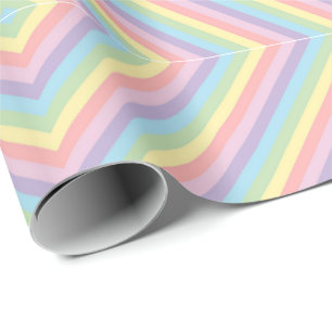 Pastel Rainbow Chevron Stripe Wrapping Paper
