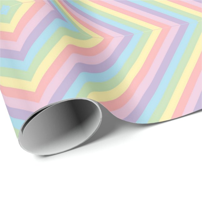 Pastel Rainbow Chevron Stripe Wrapping Paper (Roll Corner)
