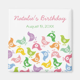 Pastel Rainbow Chicks Kid's Birthday Save The Date Magnet