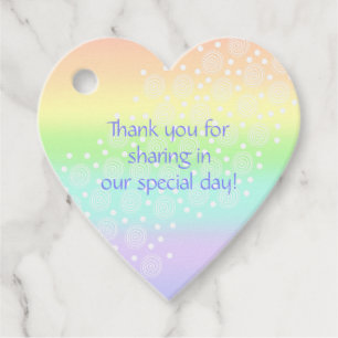 Pastel Rainbow Circles Heart Shaped Favour Tags
