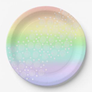 Pastel Rainbow Circles in Circles Paper Plate