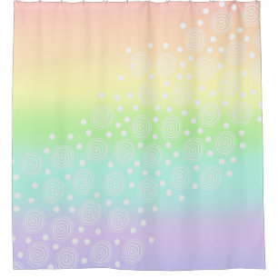 Pastel Rainbow Circles in Circles Shower Curtain