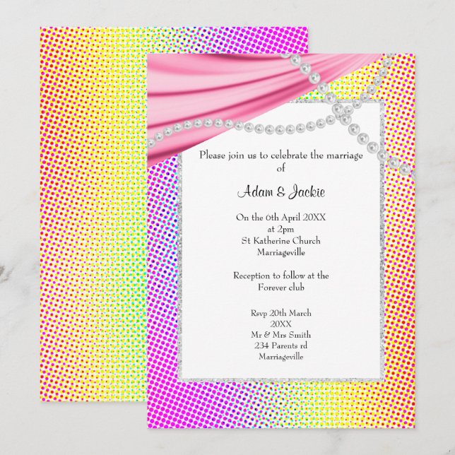 PASTEL RAINBOW CIRCUS WEDDING INVITATION (Front/Back)