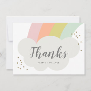 Pastel Rainbow Cloud Kids Birthday Thank You Card