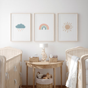 Pastel Rainbow Cloud Sun Girl Nursery Decor