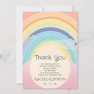 Pastel Rainbow Clouds Wedding Customise Egg Frame  Thank You Card