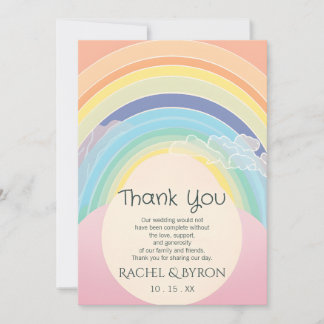 Pastel Rainbow Clouds Wedding Customise Egg Frame Thank You Card