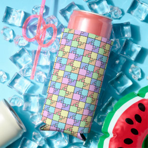Pastel Rainbow Colour Puzzle Geometric Seltzer Can Cooler