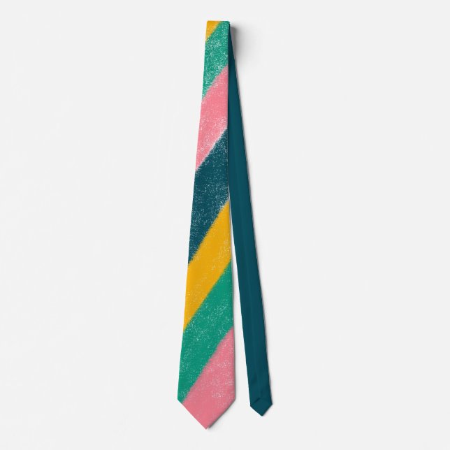 Pastel Rainbow Colour Stripe Pattern Neck Tie (Front)
