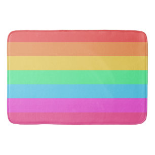 Pastel Rainbow Colour Stripes Design Bath Mat