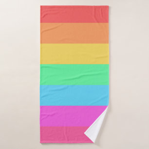 Pastel Rainbow Colour Stripes Design  Bath Towel