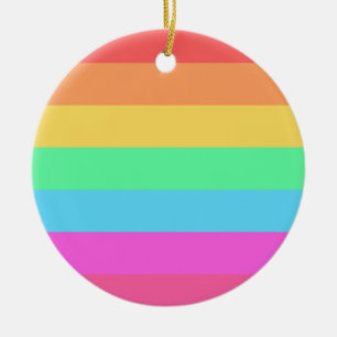 Pastel Rainbow Colour Stripes Design Ceramic Ornament