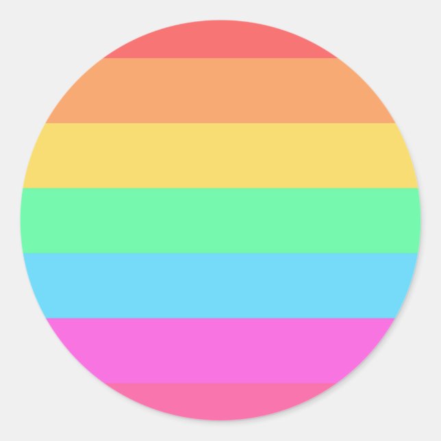 Pastel Rainbow Colour Stripes Design  Classic Round Sticker (Front)