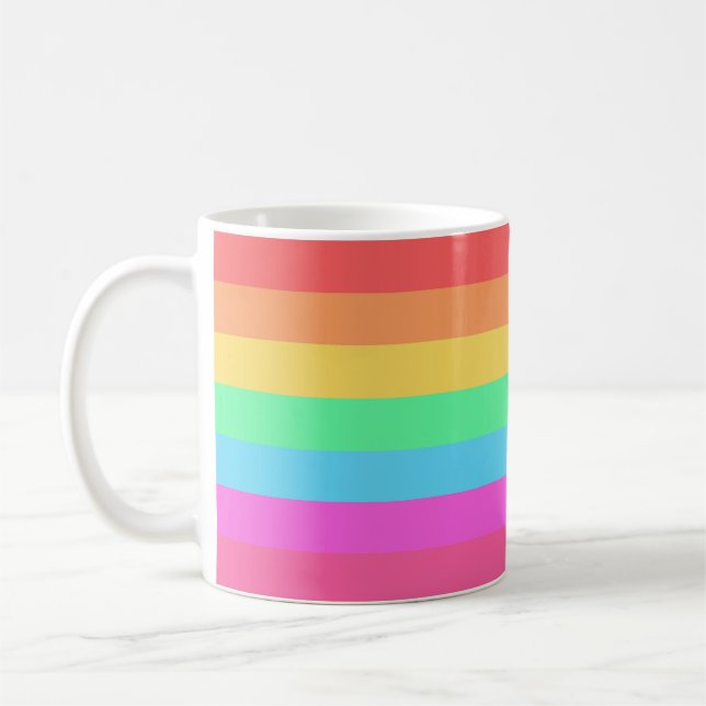 Pastel Rainbow Colour Stripes Design  Coffee Mug (Left)
