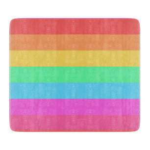 Pastel Rainbow Colour Stripes Design Cutting Board