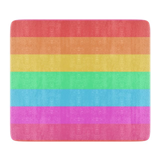 Pastel Rainbow Colour Stripes Design  Cutting Board (Front)