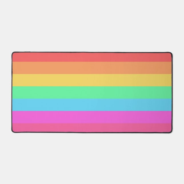 Pastel Rainbow Colour Stripes Design  Desk Mat (Front)