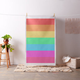 Pastel Rainbow Colour Stripes Design Fabric