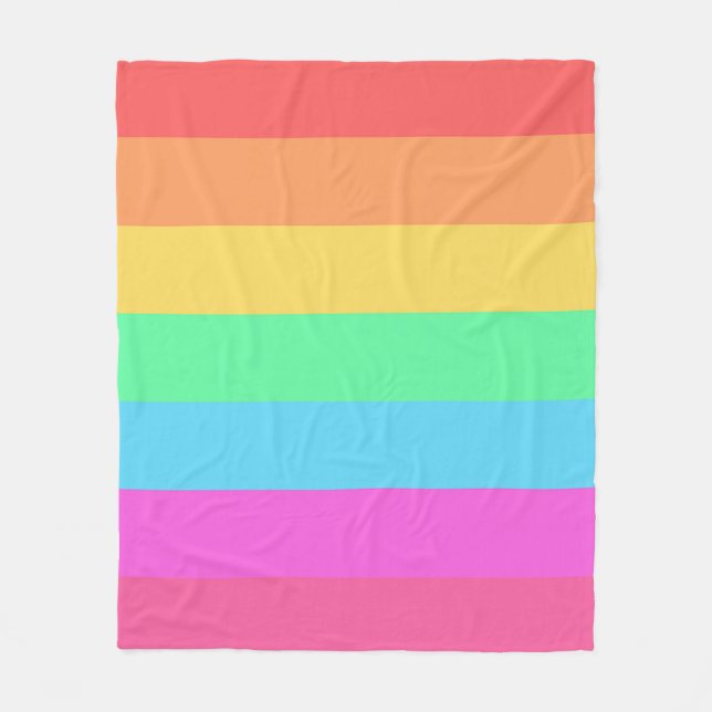 Pastel Rainbow Colour Stripes Design  Fleece Blanket (Front)