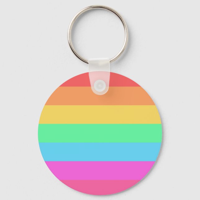 Pastel Rainbow Colour Stripes Design  Key Ring (Front)