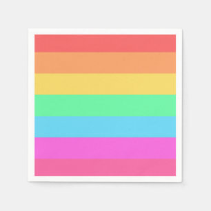 Pastel Rainbow Colour Stripes Design Napkin