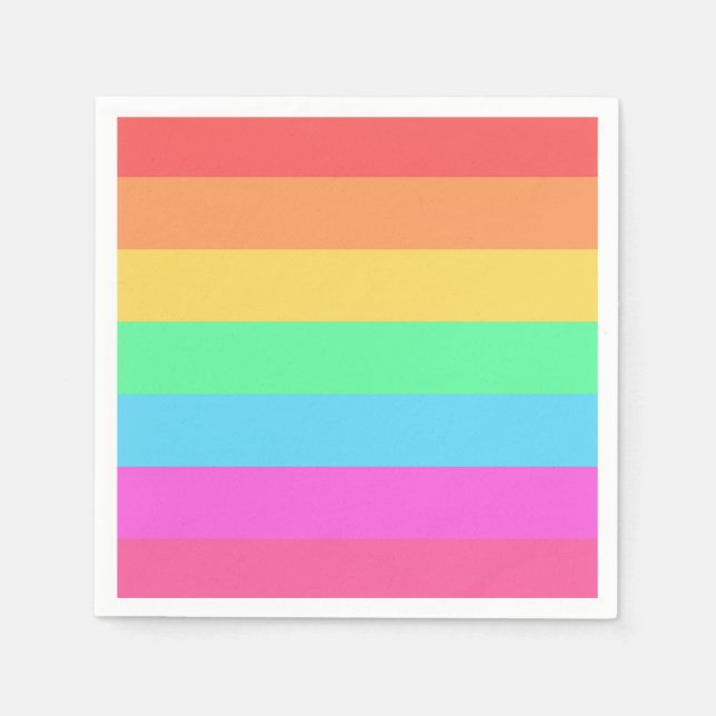Pastel Rainbow Colour Stripes Design  Napkin (Front)