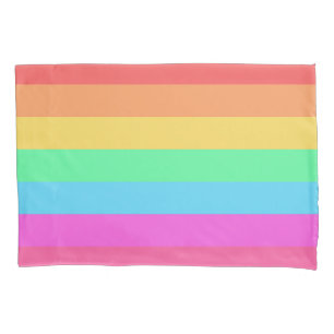 Pastel Rainbow Colour Stripes Design  Pillowcase