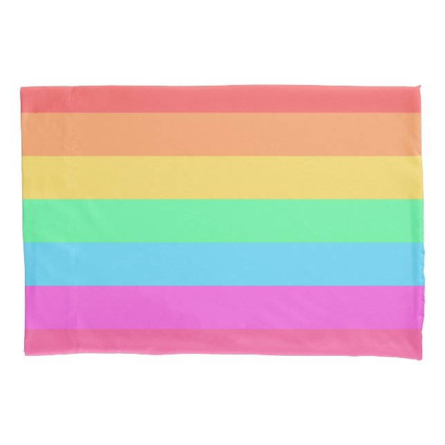 Pastel Rainbow Colour Stripes Design  Pillowcase (Front)