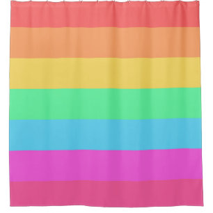 Pastel Rainbow Colour Stripes Design  Shower Curtain