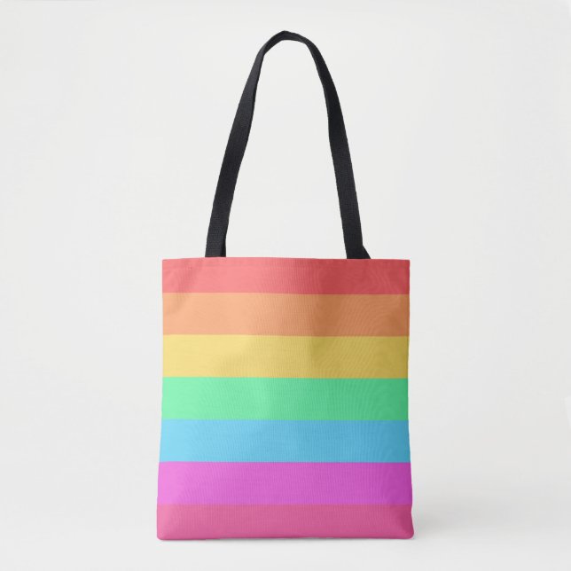 Pastel Rainbow Colour Stripes Design  Tote Bag (Front)