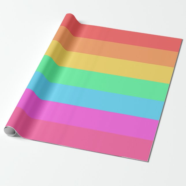 Pastel Rainbow Colour Stripes Design  Wrapping Paper (Unrolled)