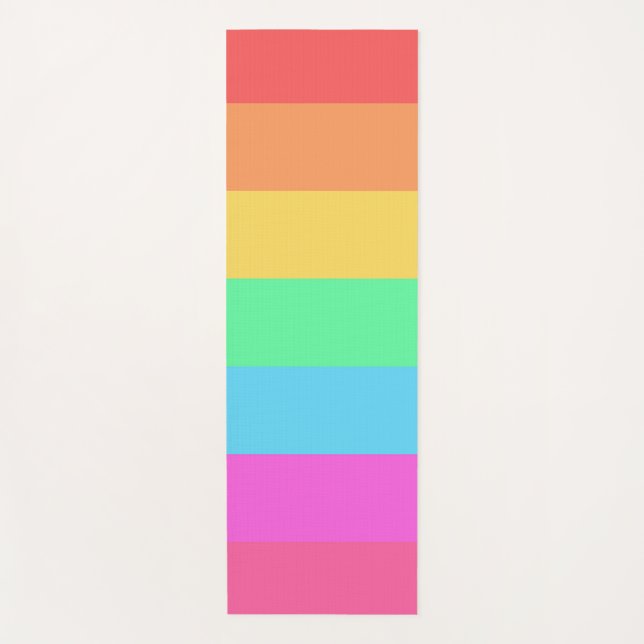 Pastel Rainbow Colour Stripes Design  Yoga Mat (Front)