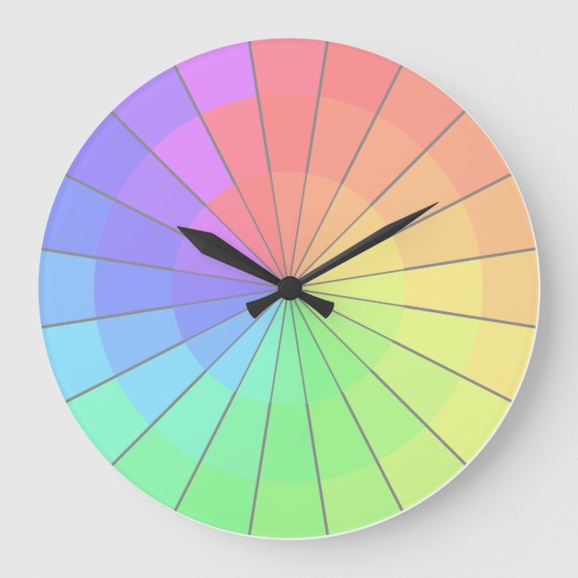 Pastel Rainbow Colour Wheel Artists Clock (Front)