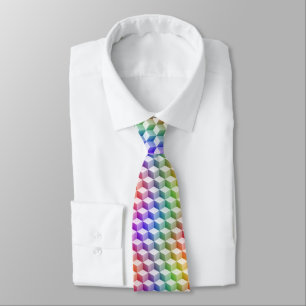 Pastel Rainbow Coloured Shaded 3D Look Cubes Tie