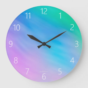 Pastel Rainbow Coloured Sky Large Clock