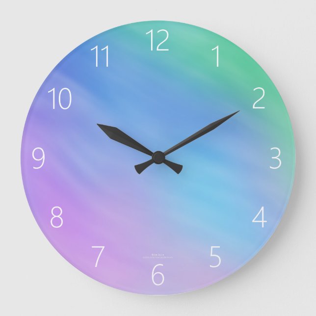 Pastel Rainbow Coloured Sky Large Clock (Front)