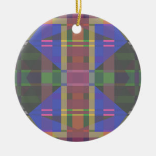 Pastel Rainbow Colourful Geometric Ceramic Ornament