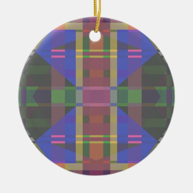 Pastel Rainbow Colourful Geometric Ceramic Ornament (Front)