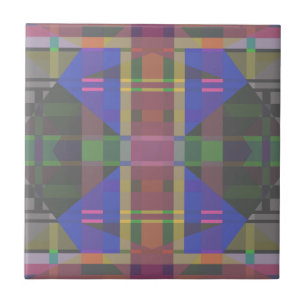 Pastel Rainbow Colourful Geometric Ceramic Tile