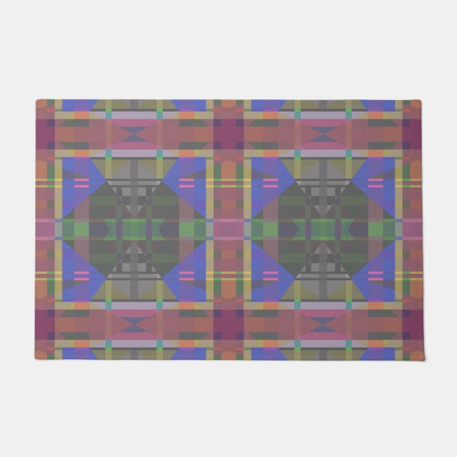 Pastel Rainbow Colourful Geometric Doormat (Front)