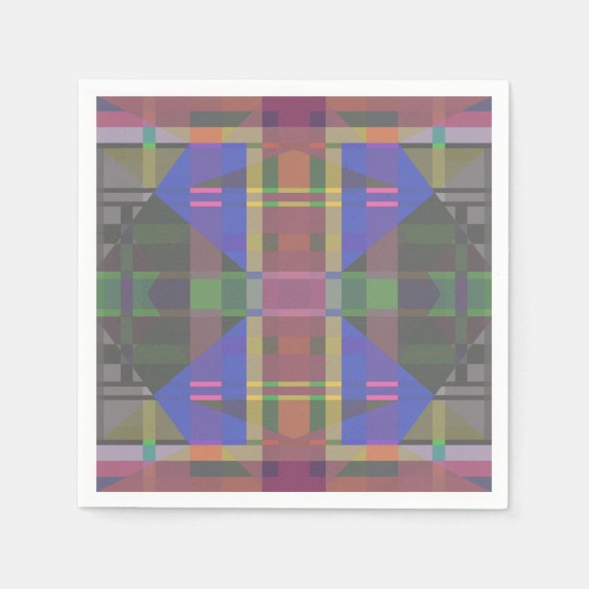 Pastel Rainbow Colourful Geometric Napkin (Front)